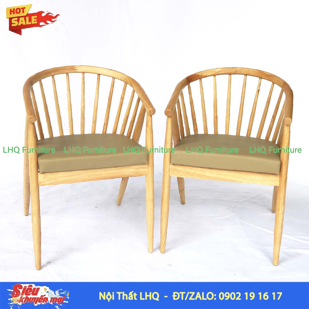 Bộ bàn ghế ăn 12 nan gỗ cao su tự nhiên đẹp