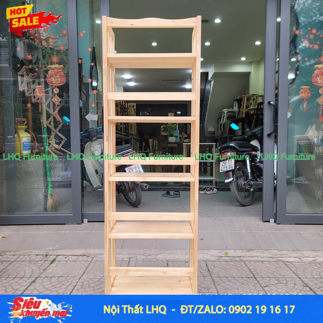 Kệ Sách Gỗ 5 Tầng Rộng 40cm – Gỗ Cao Su Tự Nhiên Bền Đẹp, Thiết Kế Nhỏ Gọn