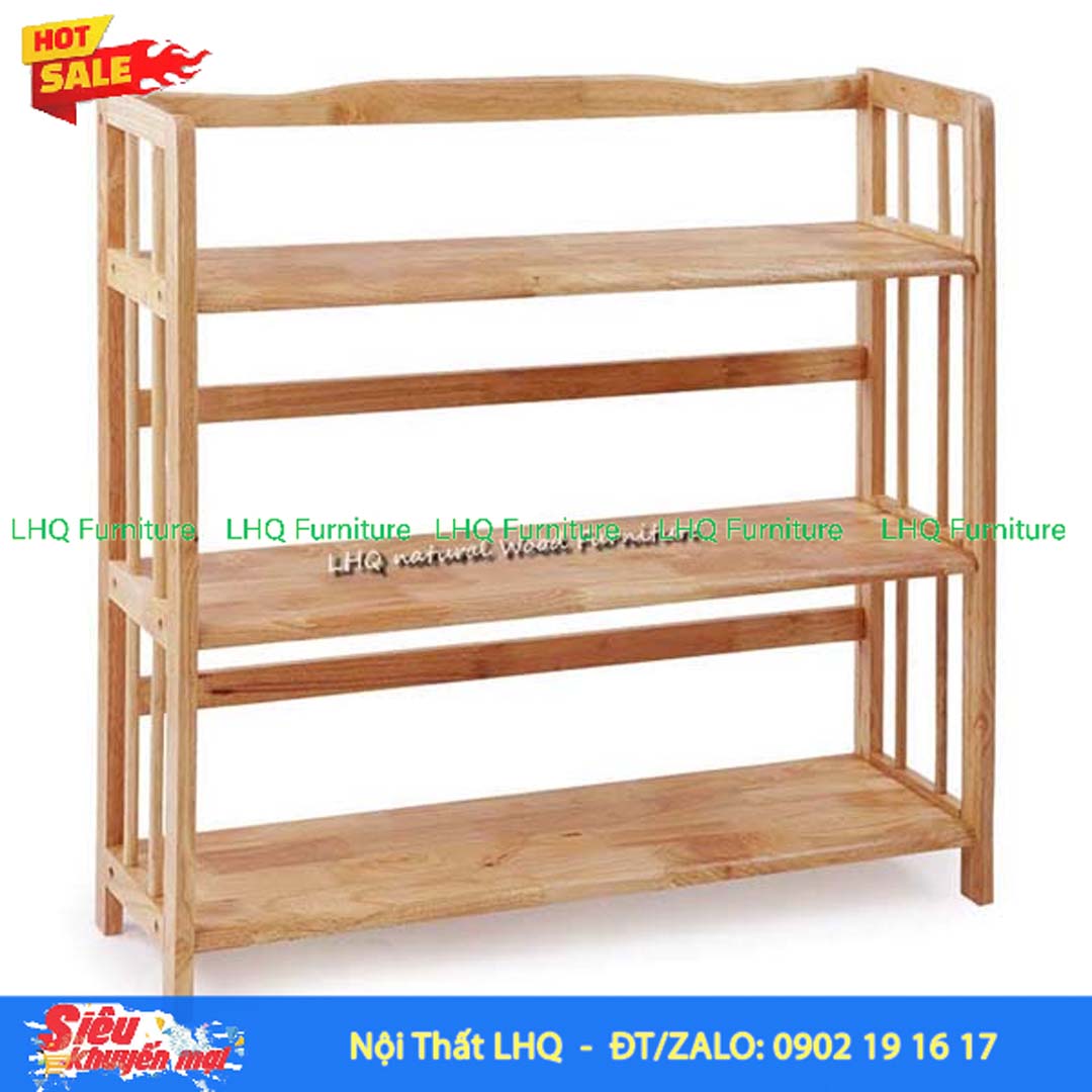 Kệ Sách Gỗ 3 Tầng Rộng 80cm – Kệ Gỗ Cao Su Tự Nhiên Chắc Chắn, Hiện Đại