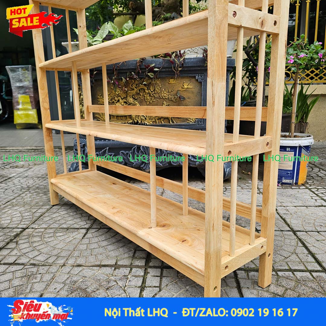 Kệ Sách Gỗ 5 Tầng Rộng 1M – Gỗ Cao Su Tự Nhiên Chắc Chắn, Sức Chứa Lớn