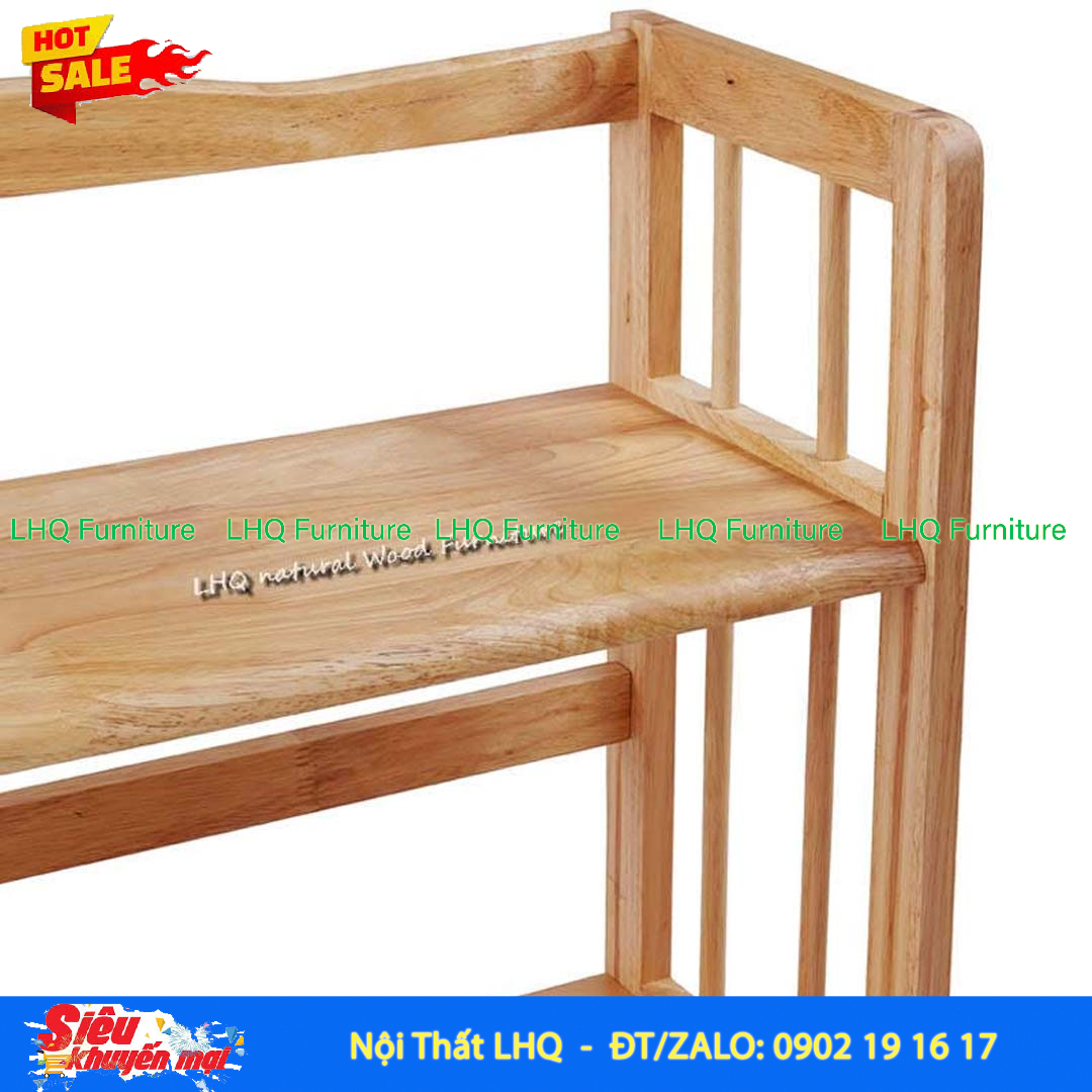Kệ Sách Gỗ 4 Tầng Rộng 90cm – Kệ Sách Gỗ Cao Su Tự Nhiên Chắc Chắn, Đa Năng