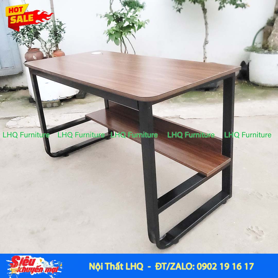 Bàn học khung sắt 1m2 mặt gỗ MDF – Thiết kế chắc chắn, tiện dụng