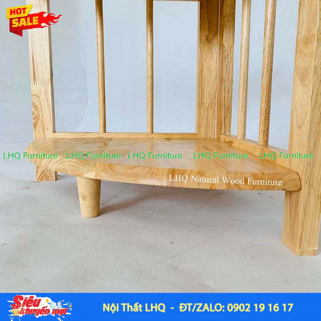 Kệ Góc 4 Tầng Gỗ Cao Su Tự Nhiên Trang Trí | Nội Thất LHQ