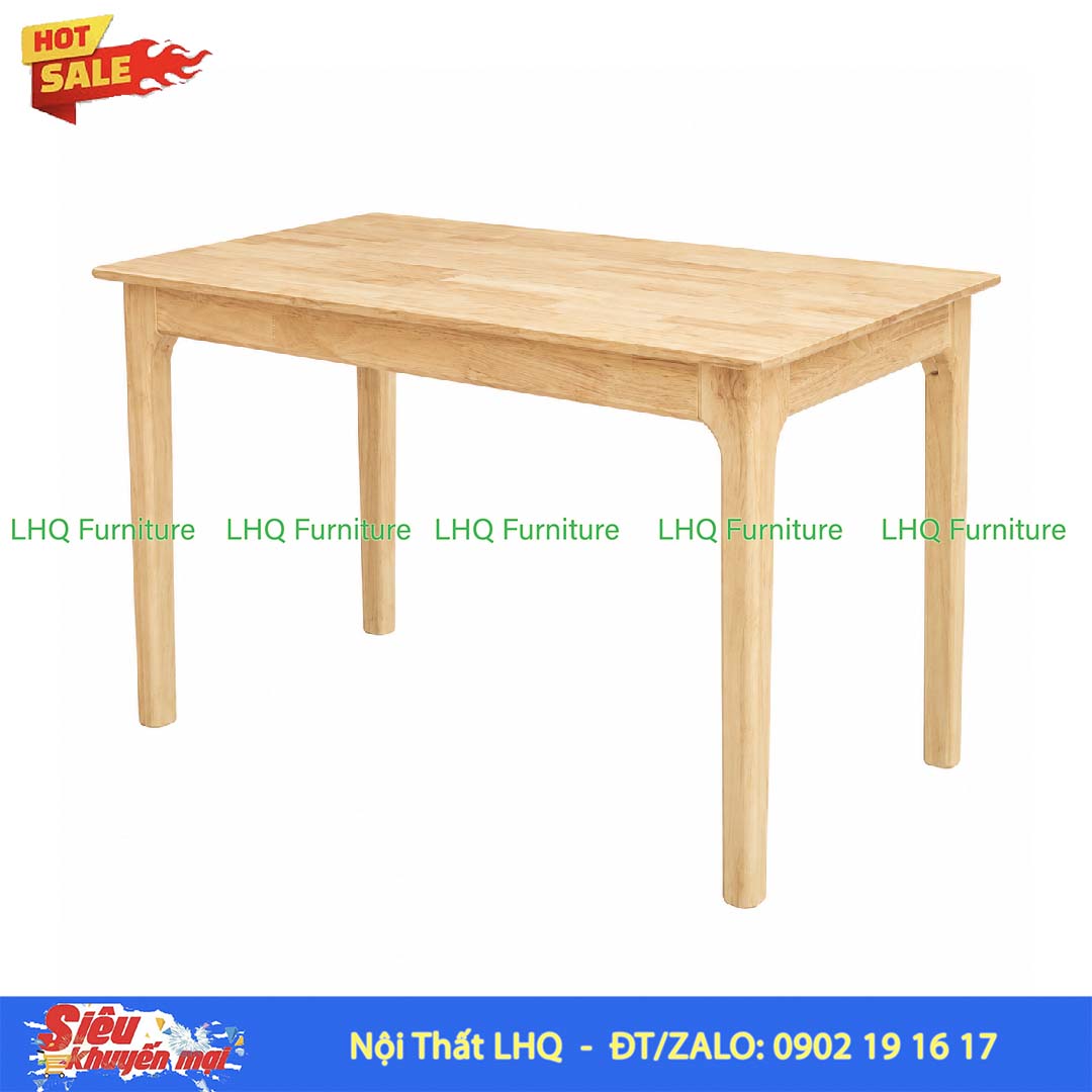 Bàn Làm Việc Chân Vuông 1m | Gỗ Cao Su Tự Nhiên Hiện Đại