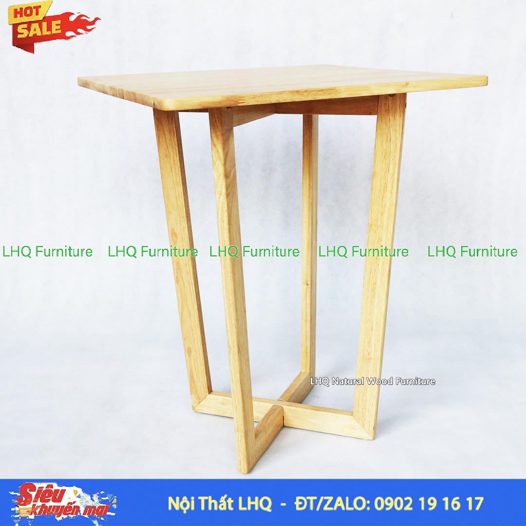 Bàn Chữ X Vuông Gỗ Cao Su Tự Nhiên 60x60cm