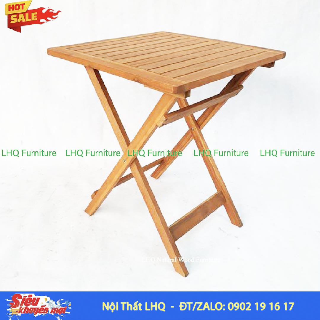 Bàn Cafe Nan Cao Gỗ Tràm Xếp Gọn 60x60cm