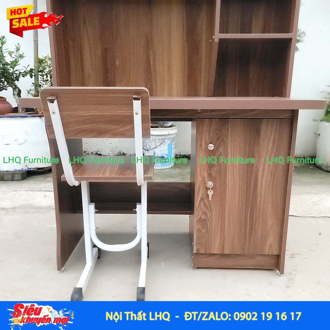 Bàn học sinh liền giá sách 1m – Thiết kế tháo lắp tiện lợi