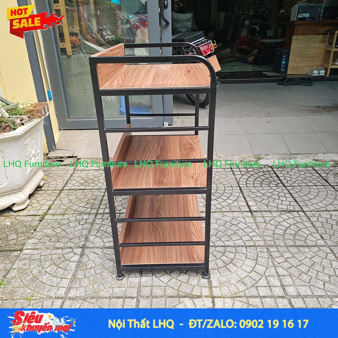 Kệ vi sóng 3 tầng khung sắt mặt gỗ MDF 64x40x92cm bền đẹp