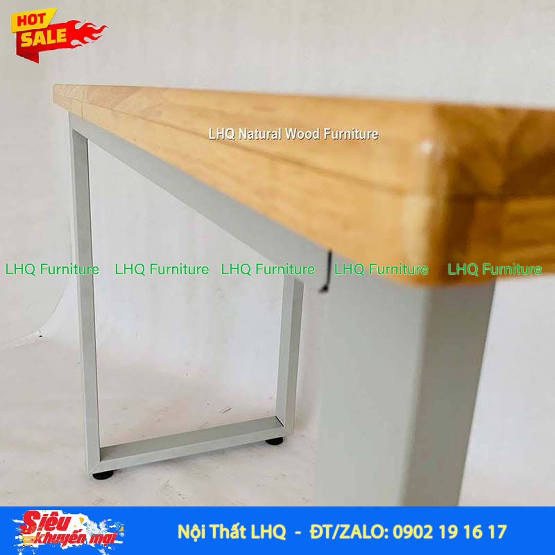 Bàn Làm Việc Chân Sắt Đơn 1m | Gỗ Cao Su Bền Đẹp, Hiện Đại