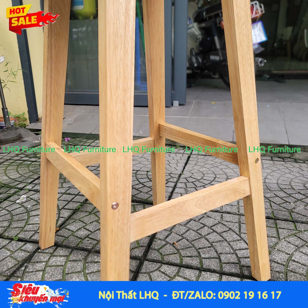 Ghế Quầy Bar Mặt Gỗ Gỗ Cao Su | Nội Thất LHQ