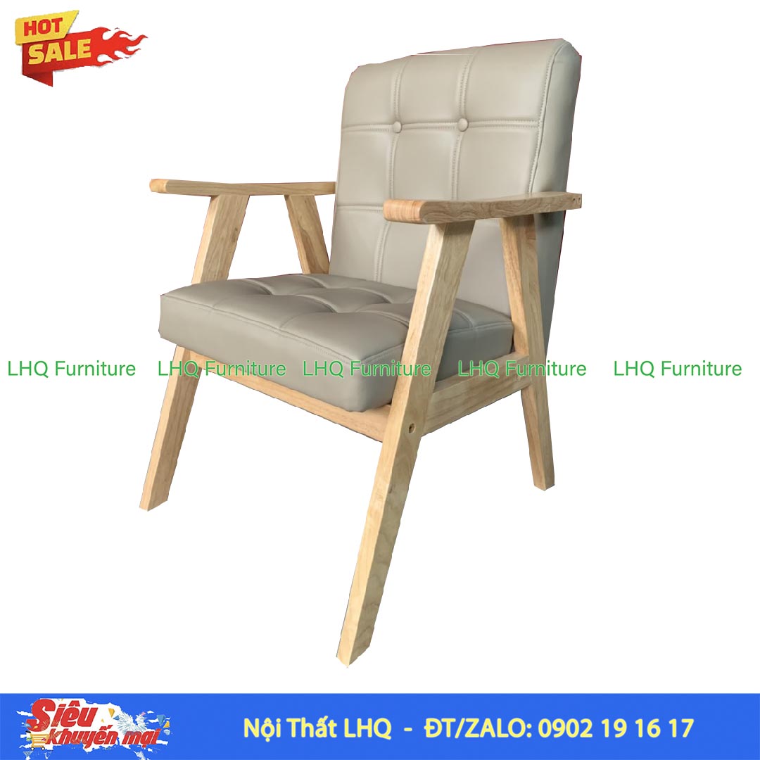 Ghế Sofa Đơn Tay Dẹt Gỗ Cao Su | Nội Thất LHQ
