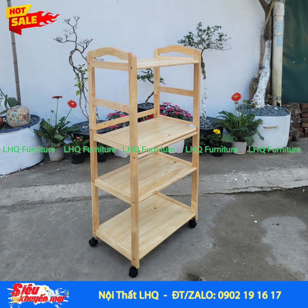 Kệ Để Lò Vi Sóng KVS-4T Gỗ Cao Su Tự Nhiên | Nội Thất LHQ