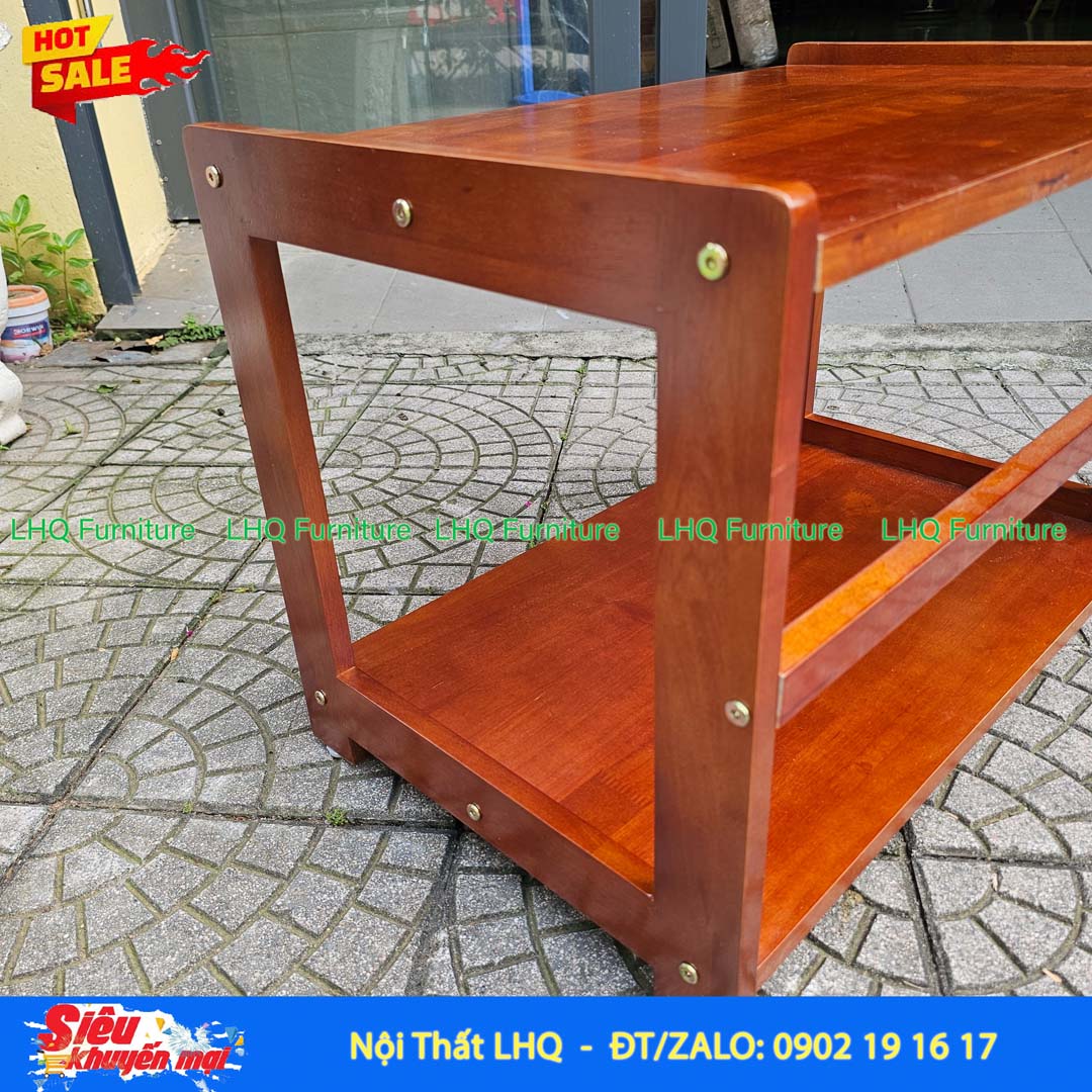 Kệ Để Lò Vi Sóng Mặt Liền 2 Tầng Gỗ Cao Su Tự Nhiên | Nội Thất LHQ