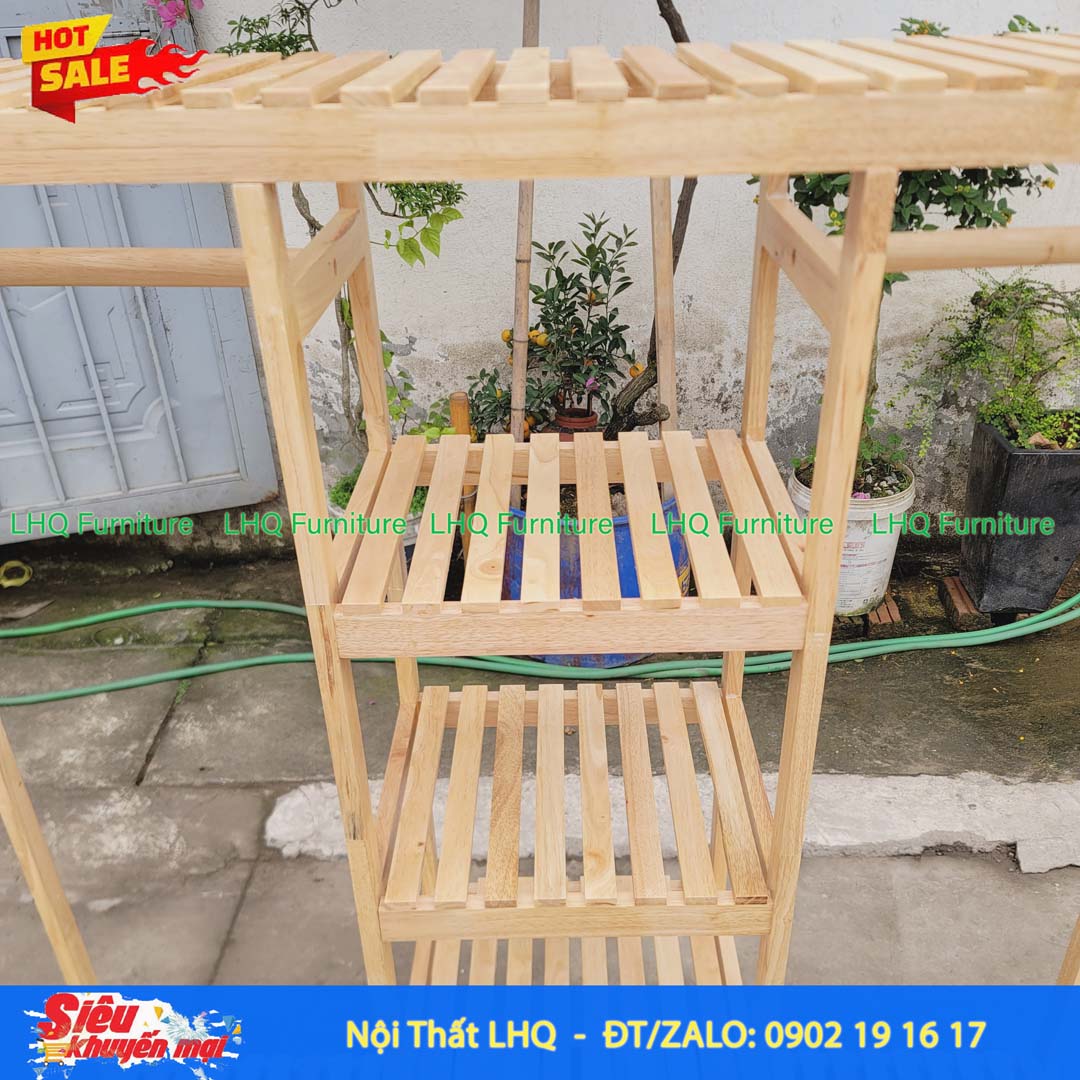 Kệ Treo Quần Áo 3 Buồng Gỗ Cao Su 1m5 | Nội Thất LHQ
