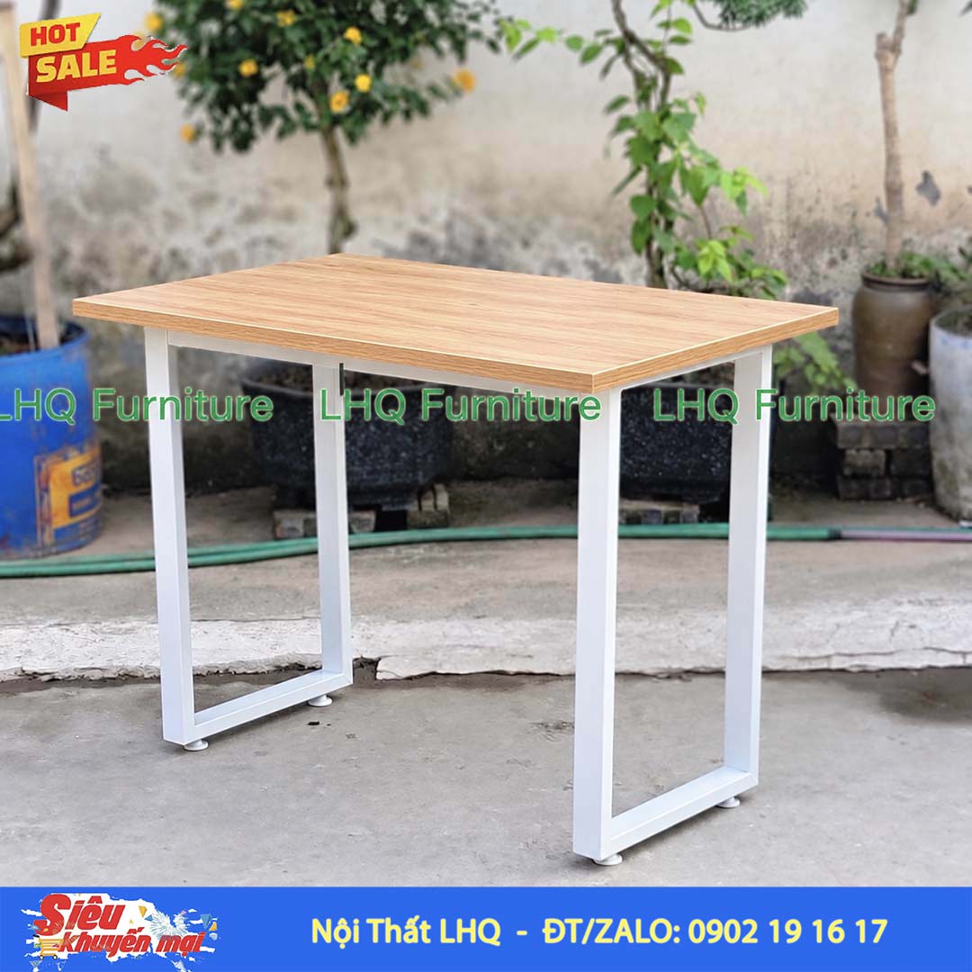 Bàn học chân sắt chữ U 1m2 gỗ MDF – Mặt bàn rộng, tiện dụng