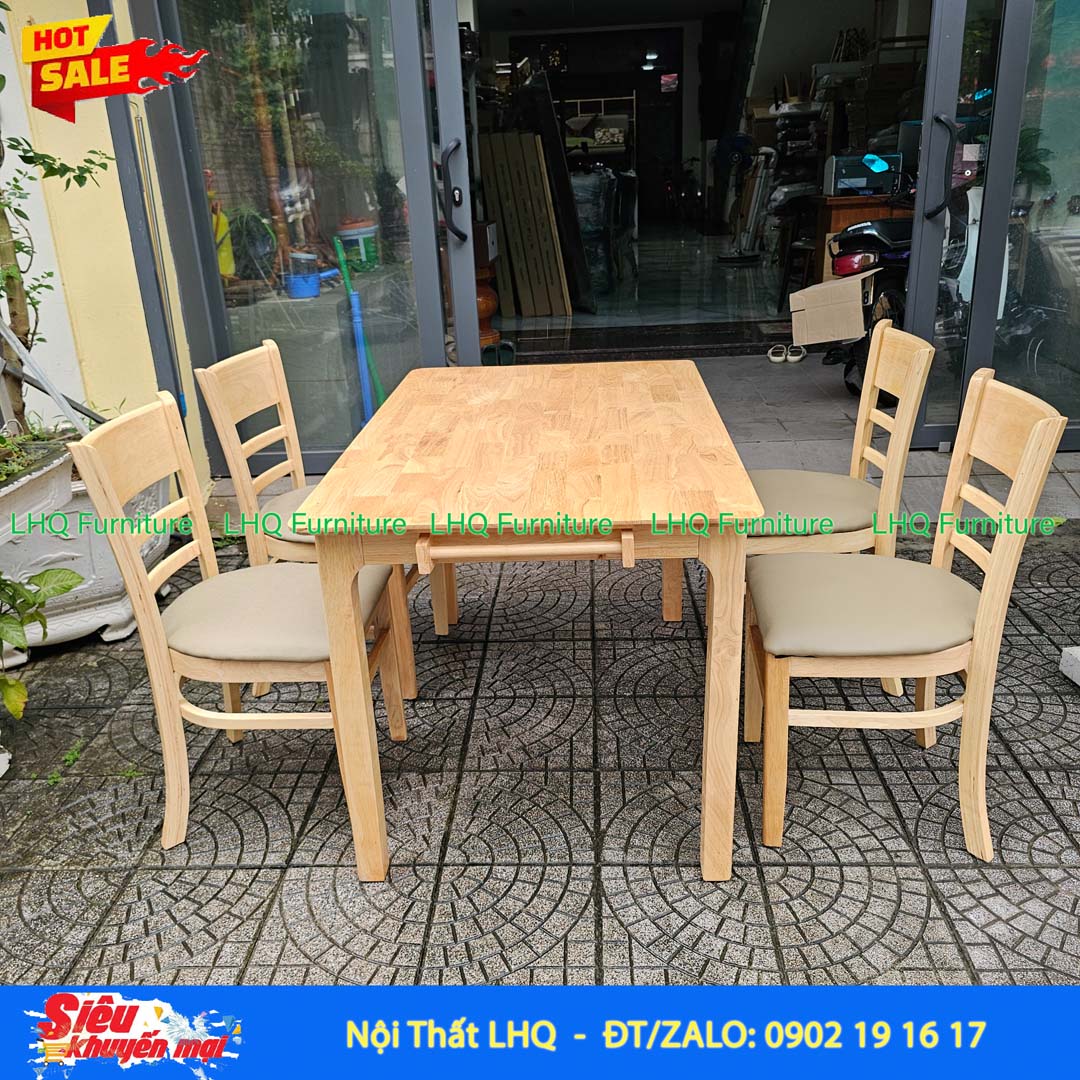 Bộ bàn ghế ăn Cabin - 4 ghế mặt đệm