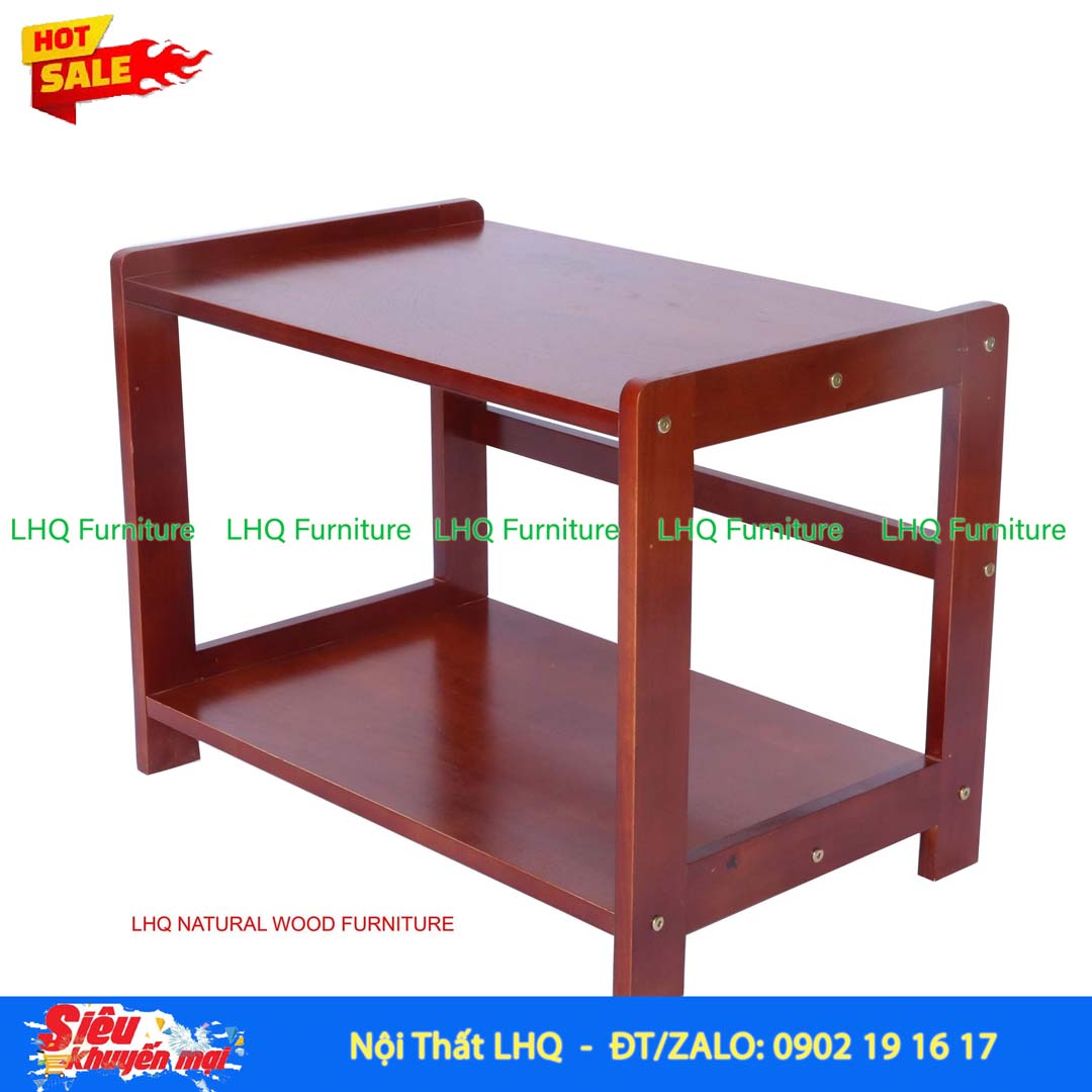 Kệ Để Lò Vi Sóng Mặt Liền 2 Tầng Gỗ Cao Su Tự Nhiên | Nội Thất LHQ
