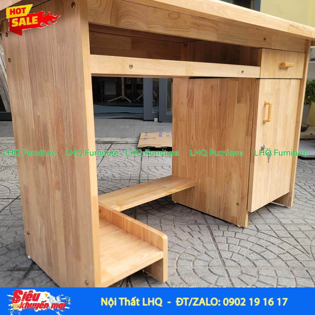 Bàn Làm Việc 1m Gỗ 1,8 | Gỗ Cao Su Tự Nhiên Chắc Chắn, Tiện Dụng