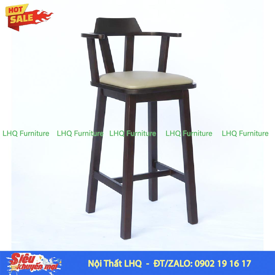 Ghế Quầy Bar Gỗ Cao Su Xoay 360 Độ | Nội Thất LHQ