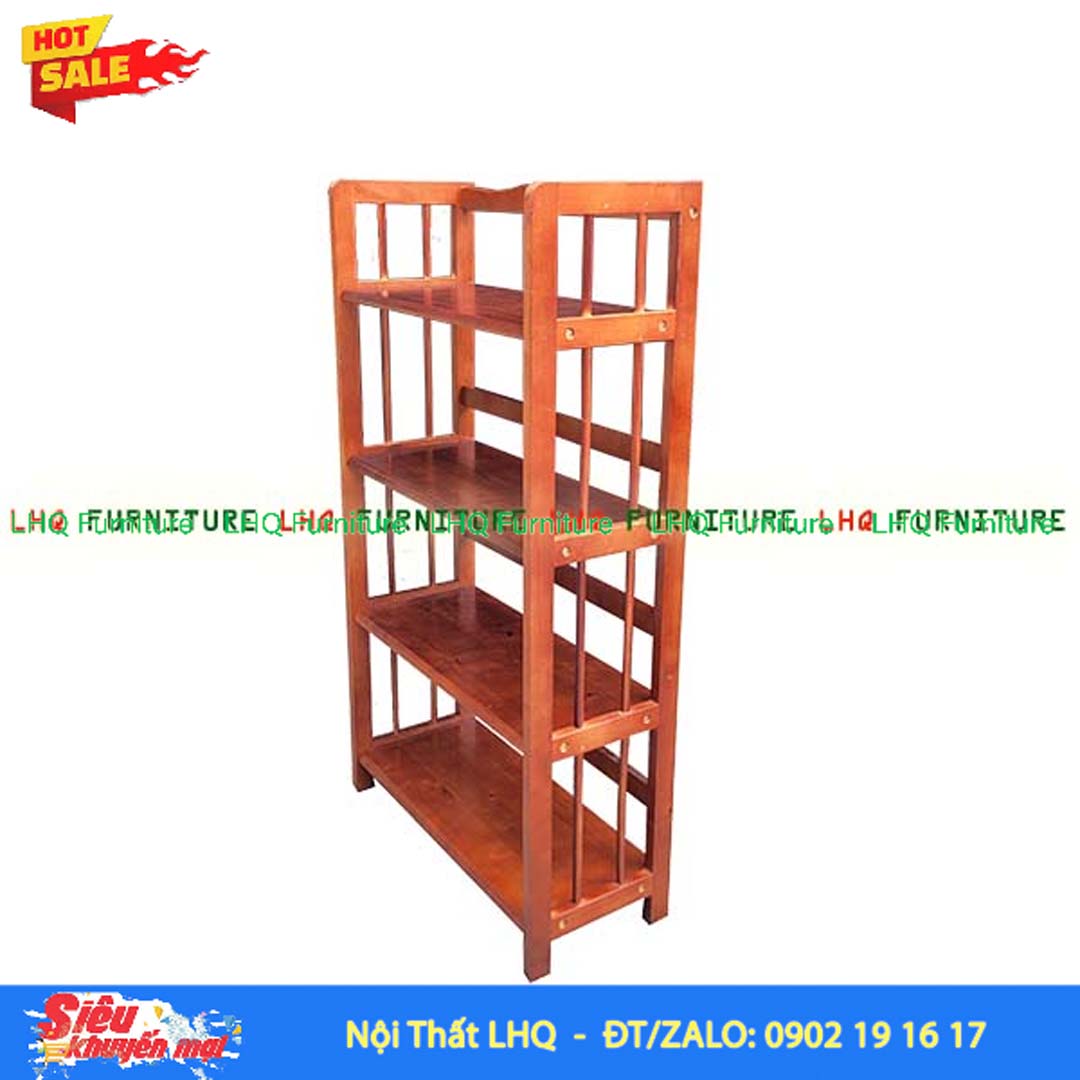 Kệ Sách Gỗ 4 Tầng Rộng 80cm – Mẫu Kệ Đa Năng Bằng Gỗ Cao Su Tự Nhiên