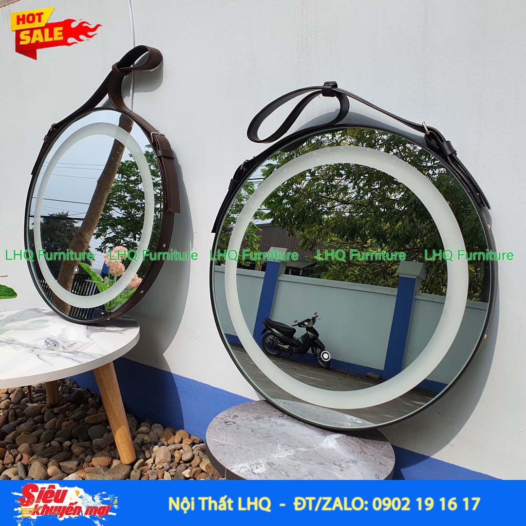 Gương Treo Đèn Cảm Ứng D50 cm, Đèn đổi 3 màu