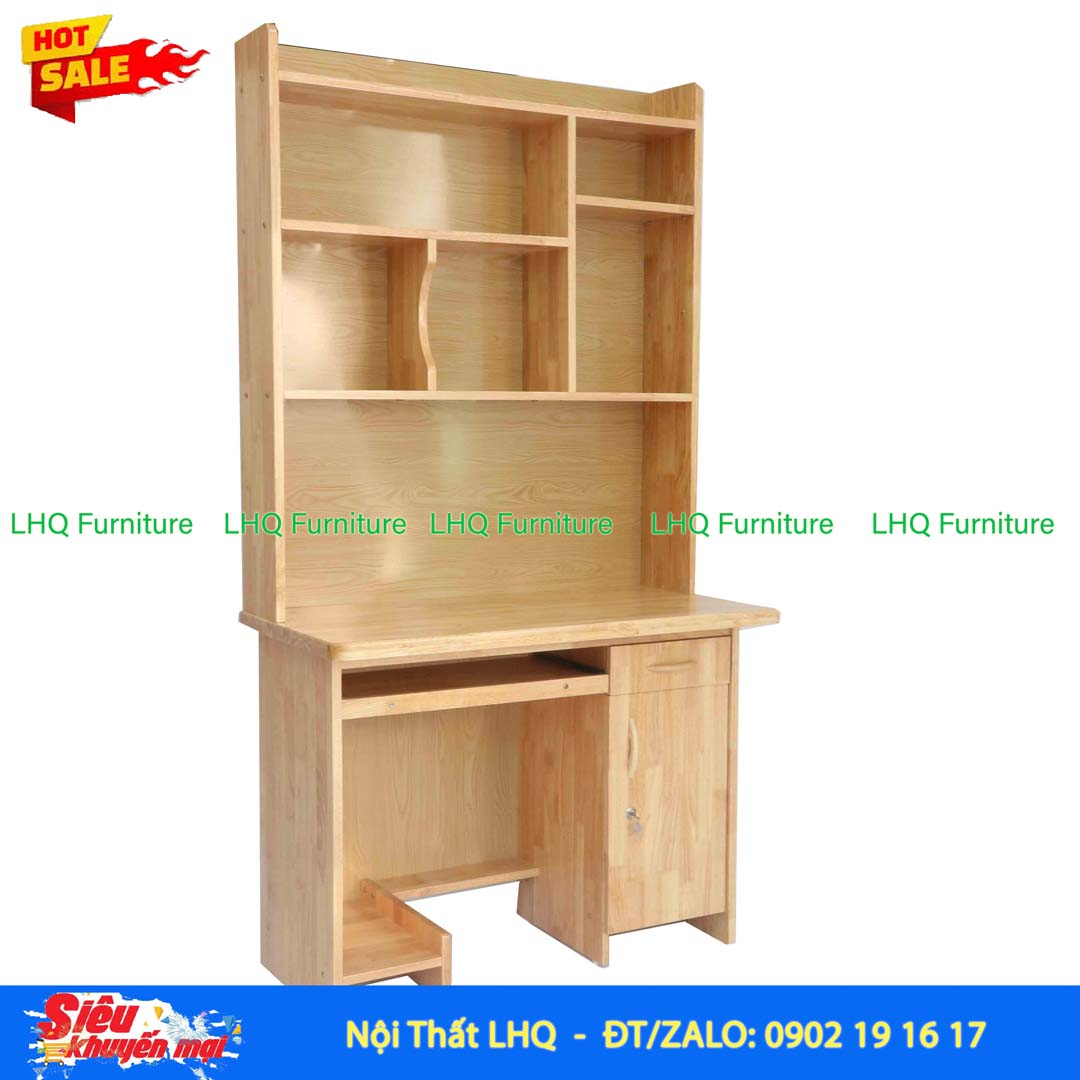 Bàn Học Có Giá Sách 1m Gỗ 1,8 | Gỗ Cao Su Tự Nhiên Bền Đẹp