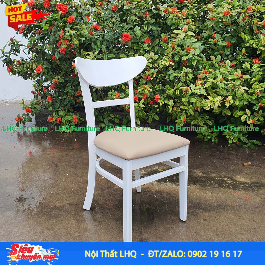 Ghế bàn ăn, ghế cafe Panda mặt nệm gỗ cao su tự nhiên
