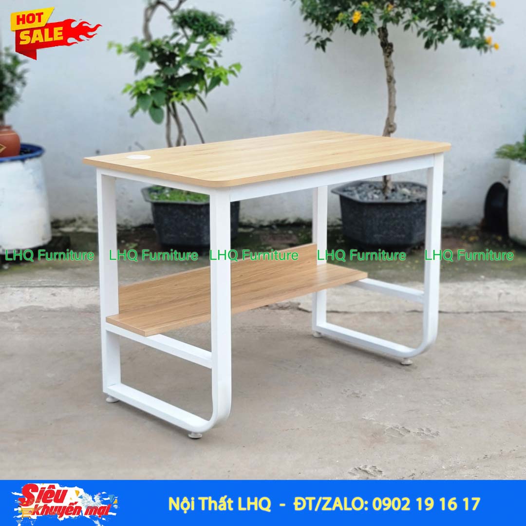 Bàn làm việc chân sắt rộng 1m – Khung sắt chắc chắn, thiết kế hiện đại