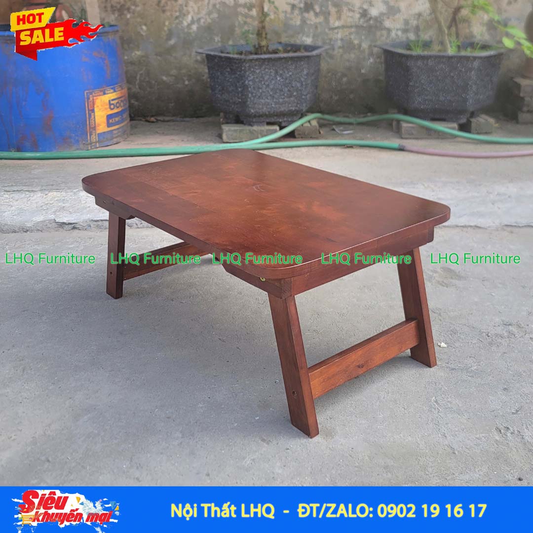 Bàn Trà Nhật Chân Thang BCTH57 – Bàn Gỗ Cao Su Gấp Gọn