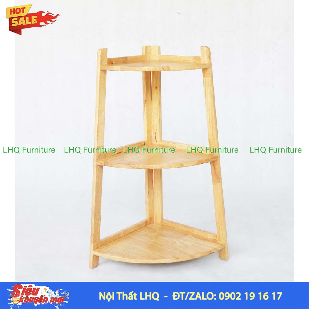 Kệ Góc Chữ A 3 Tầng Gỗ Cao Su Tự Nhiên | Nội Thất LHQ