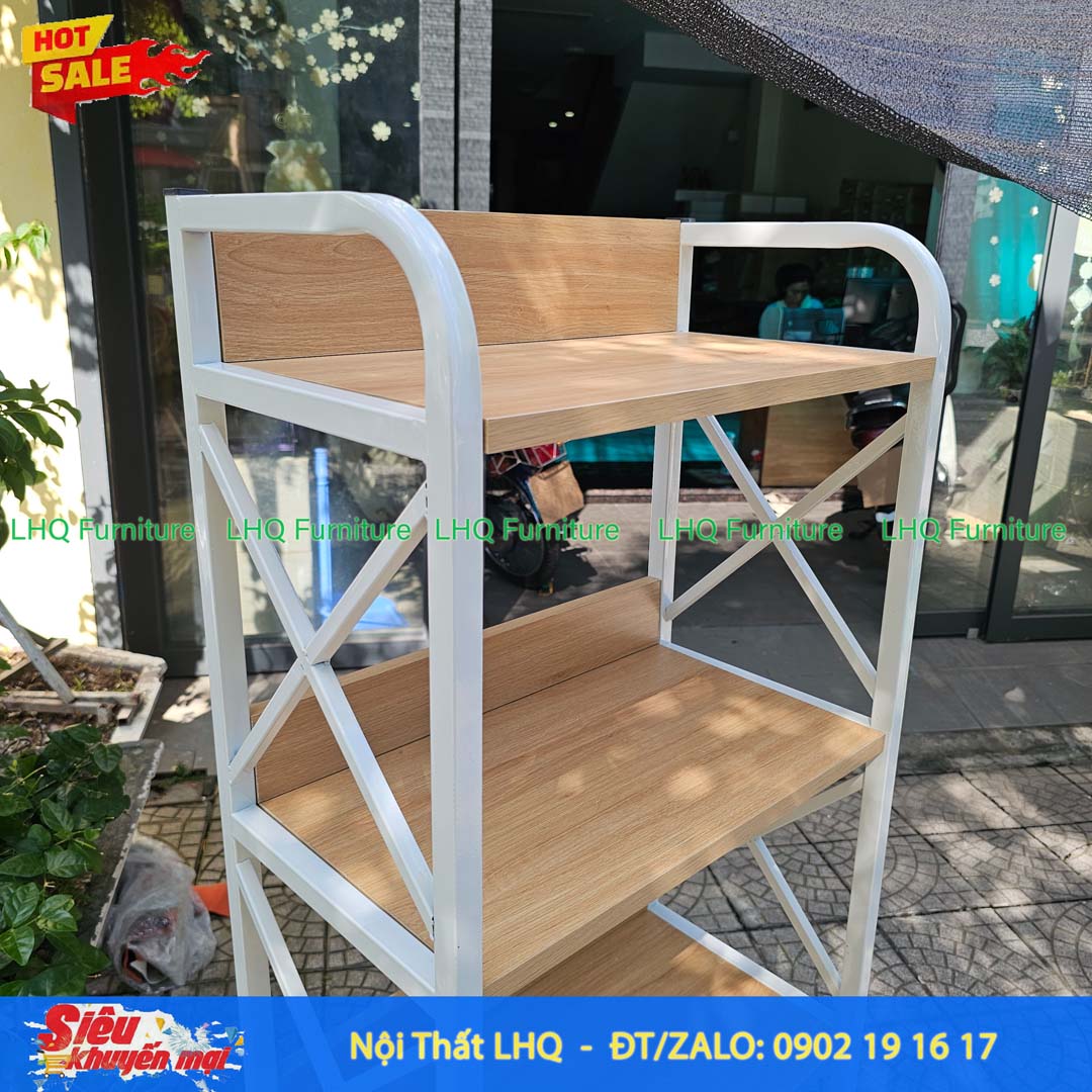 Kệ Sách Khung Sắt Gỗ Melamin 5T50 | Nội Thất LHQ