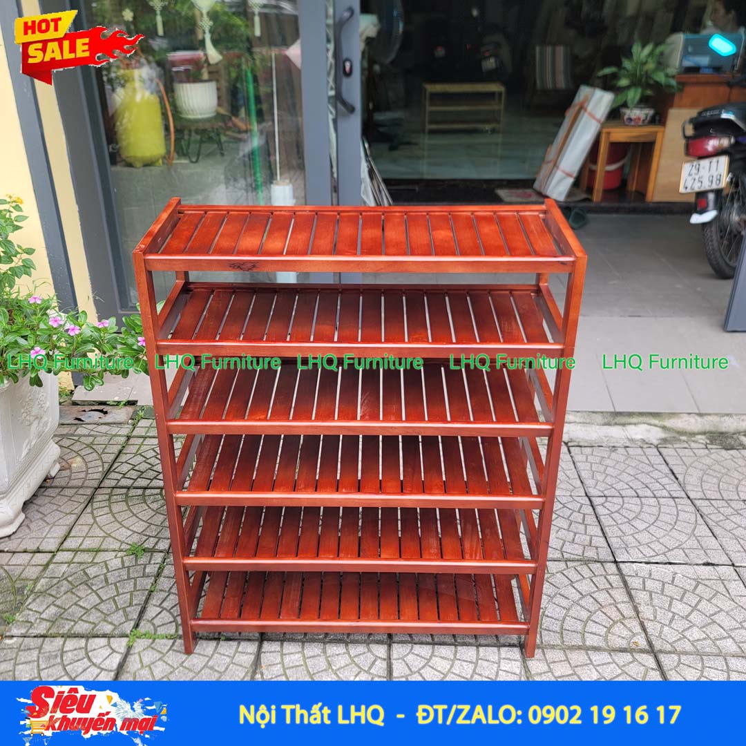 Kệ Để Giày Dép Gỗ 6 Tầng Rộng 80cm | Nội Thất LHQ
