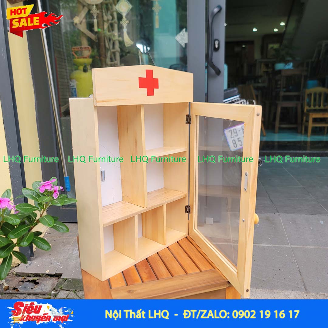 Tủ Thuốc Gia Đình To Gỗ Tự Nhiên Treo Tường Bền Đẹp Giá Rẻ