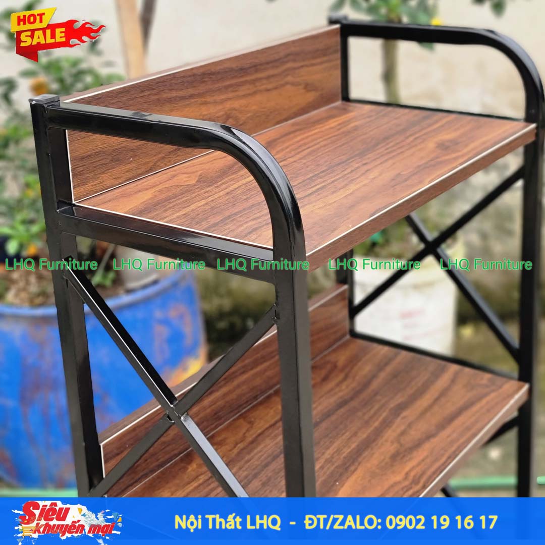 Kệ Sách Khung Sắt Gỗ Melamin 4T70 | Nội Thất LHQ