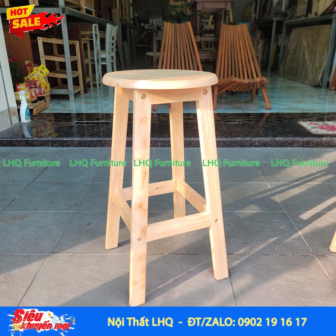 Ghế Đôn Chân Thang Gỗ Cao Su | Nội Thất LHQ