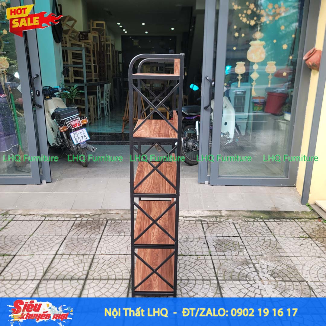 Kệ Sách Khung Sắt Gỗ Melamin 5T70 | Nội Thất LHQ
