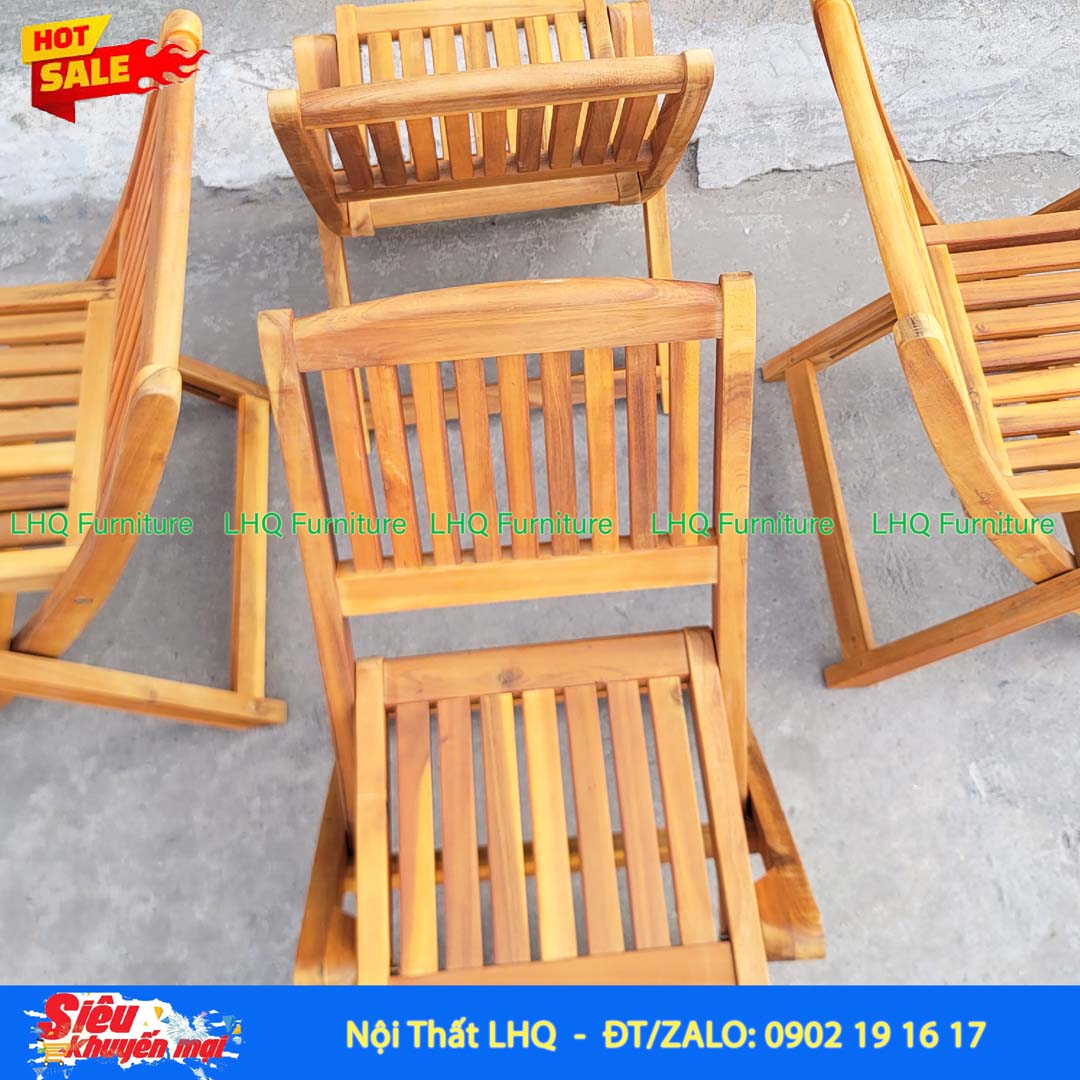Ghế Cafe Mini Gỗ Tràm Xếp Xuôi Gấp Gọn | Nội Thất LHQ