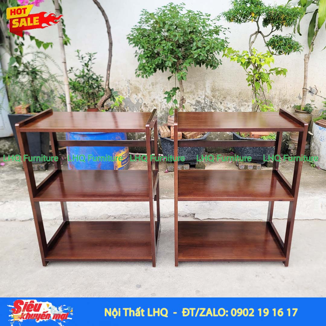 Kệ Để Lò Vi Sóng Mặt Liền 3 Tầng Gỗ Cao Su | Nội Thất LHQ