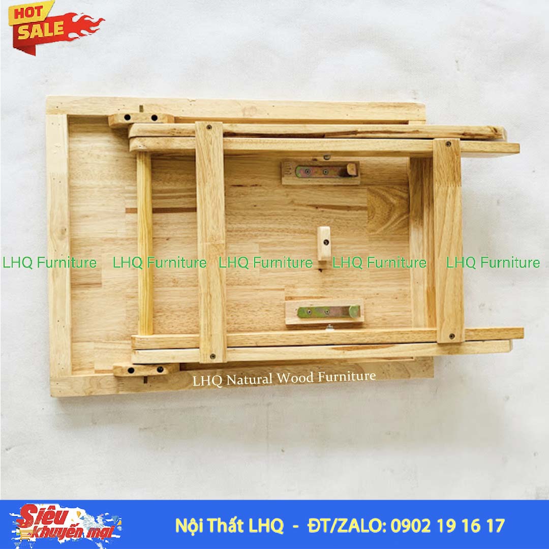 Bàn Cafe Mini Gỗ Cao Su Xếp Gọn 40x60x50cm