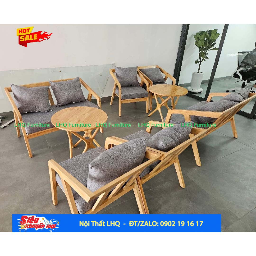 Ghế Sofa Nakata Đôi Gỗ Cao Su Tự Nhiên – LHQ Furniture