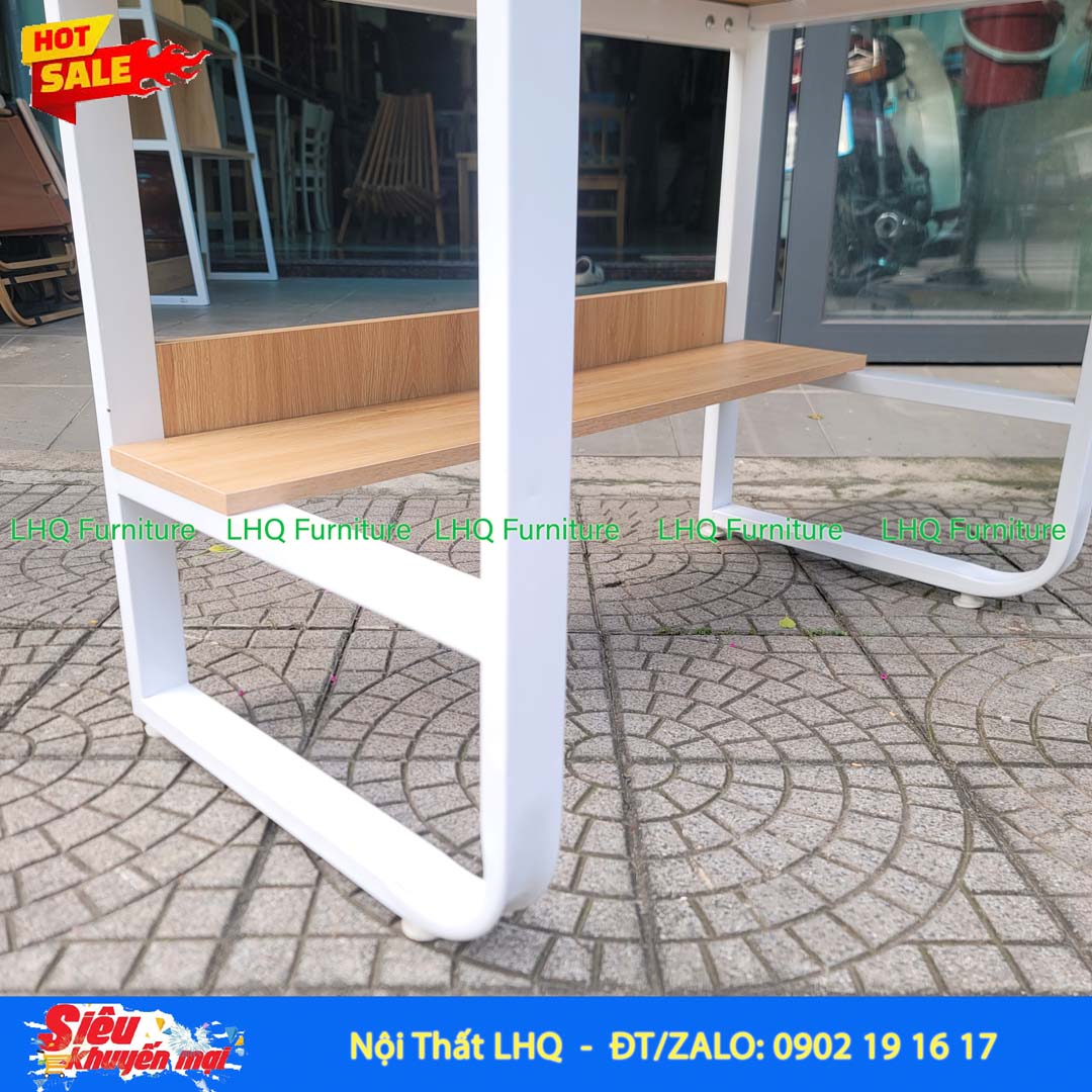 Bàn học khung sắt 1m2 mặt gỗ MDF – Thiết kế chắc chắn, tiện dụng
