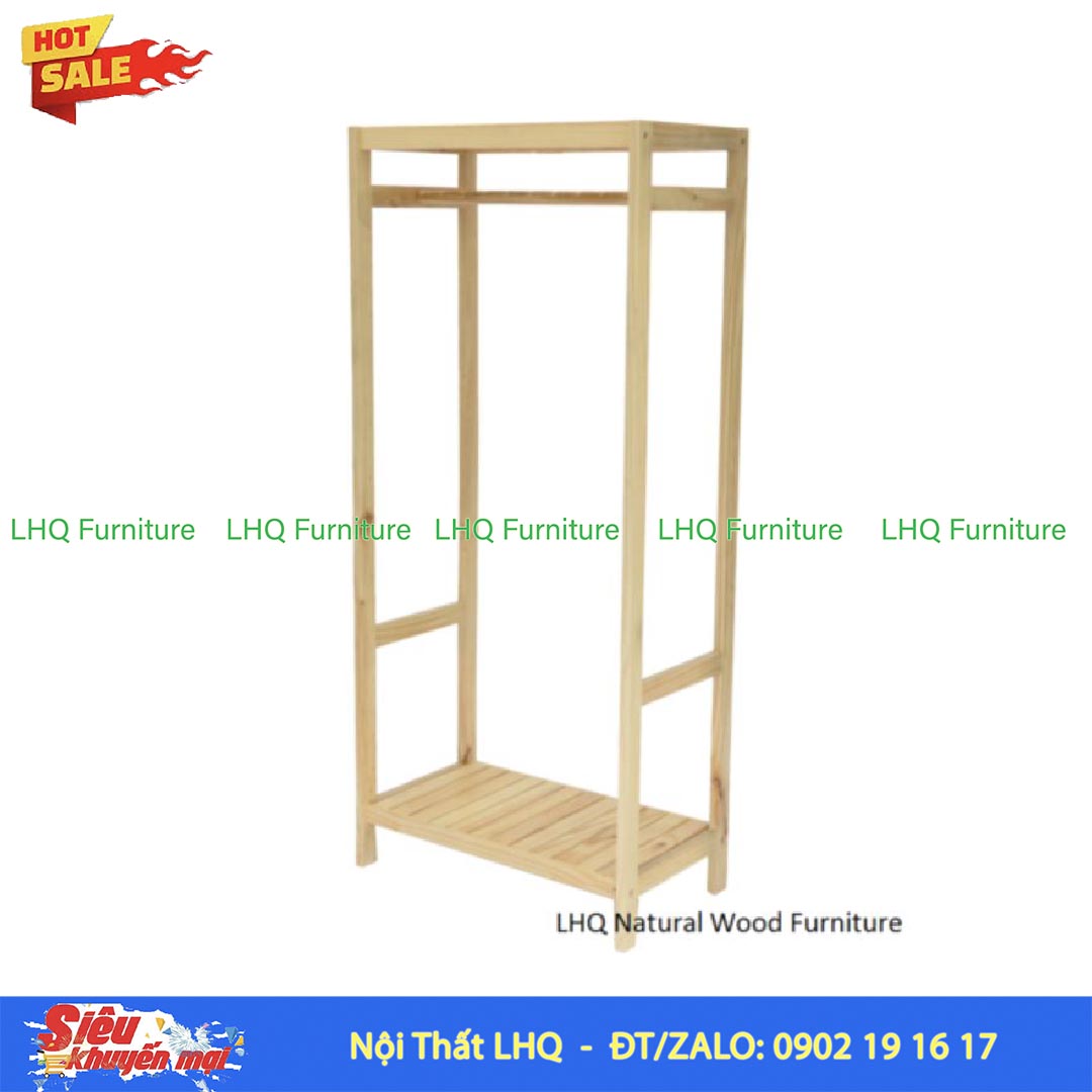 Kệ Treo Quần Áo 1 Buồng Gỗ Thông New Zealand | Nội Thất LHQ