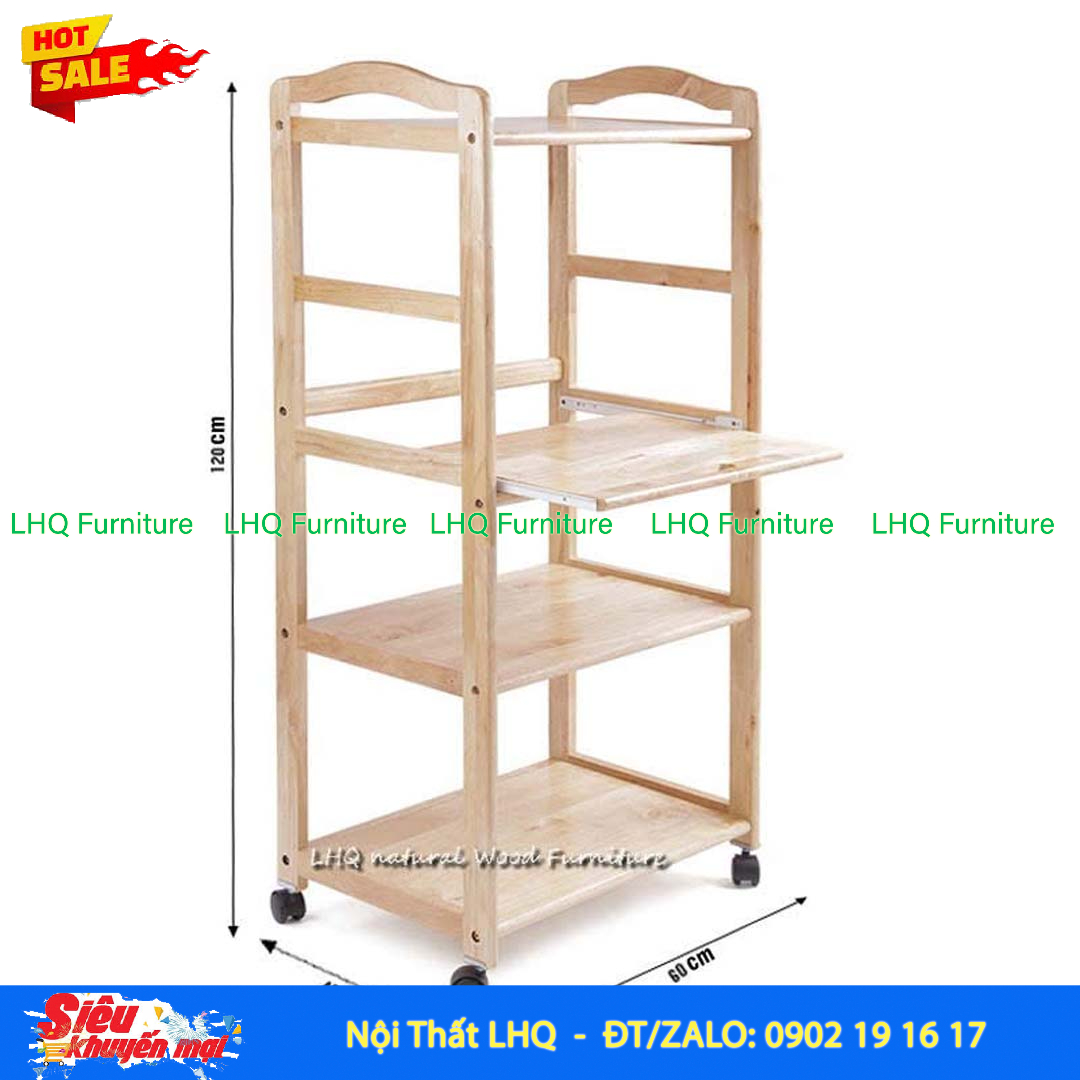 Kệ Để Lò Vi Sóng KVS-4T Gỗ Cao Su Tự Nhiên | Nội Thất LHQ