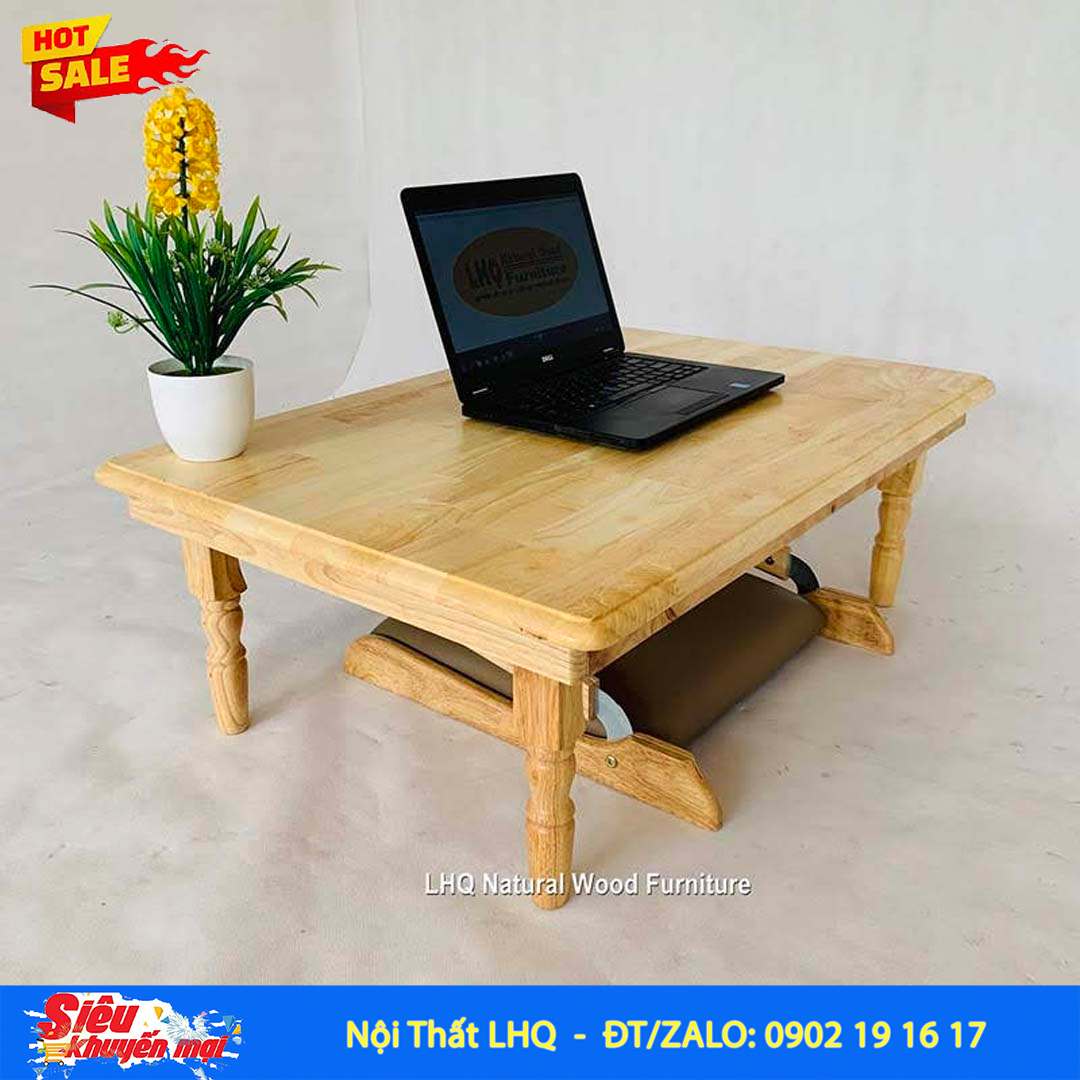 Bàn Trà Nhật Chân Tiện BCT57 – Gỗ Cao Su Tự Nhiên