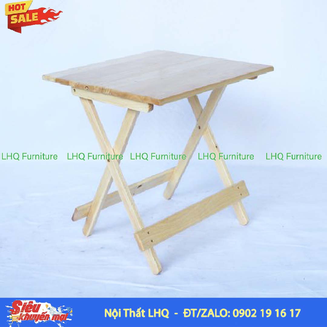 Bàn Cafe 2 Mảnh Gỗ Cao Su Vuông 60 Xếp Gọn