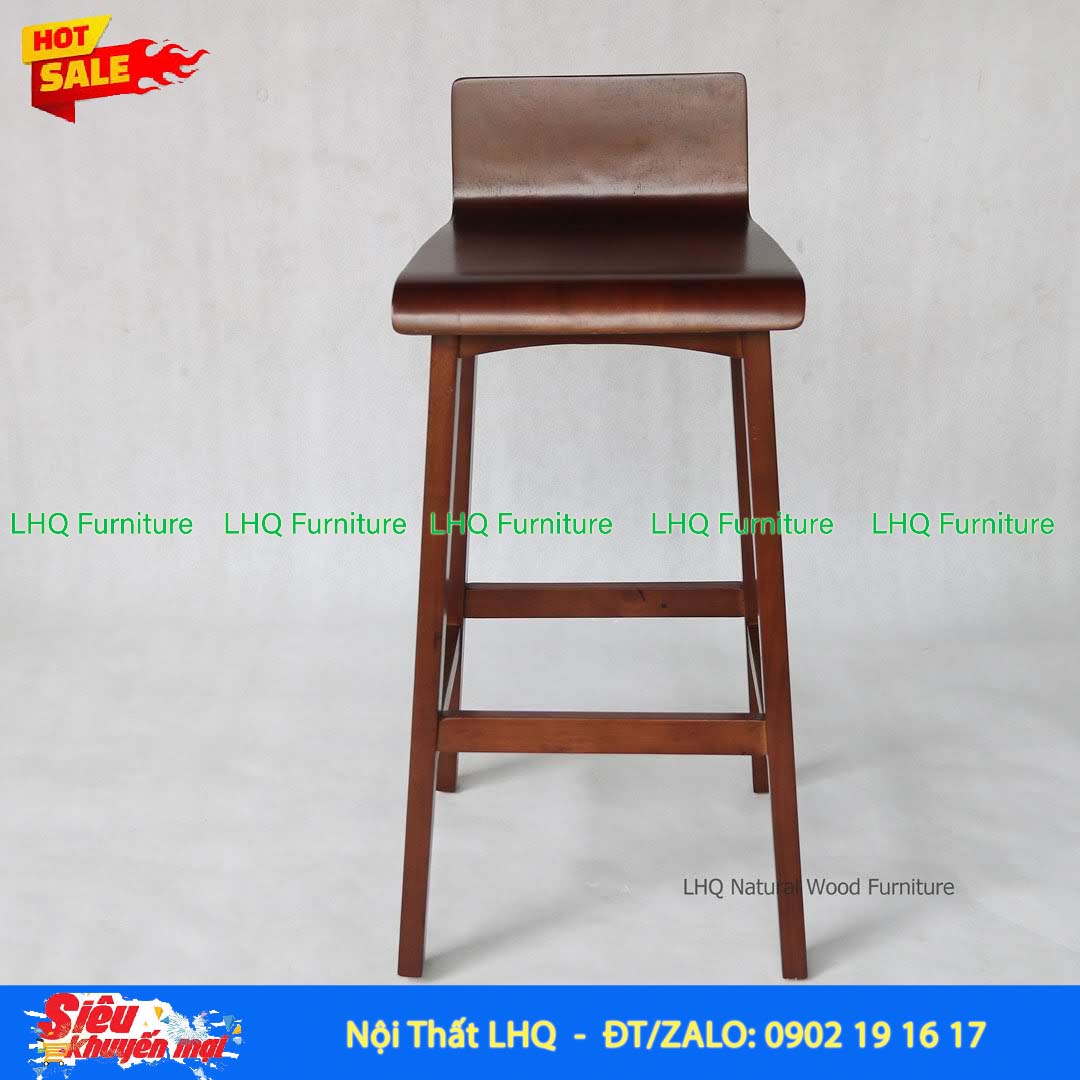 Ghế Quầy Bar Mặt Gỗ Gỗ Cao Su | Nội Thất LHQ