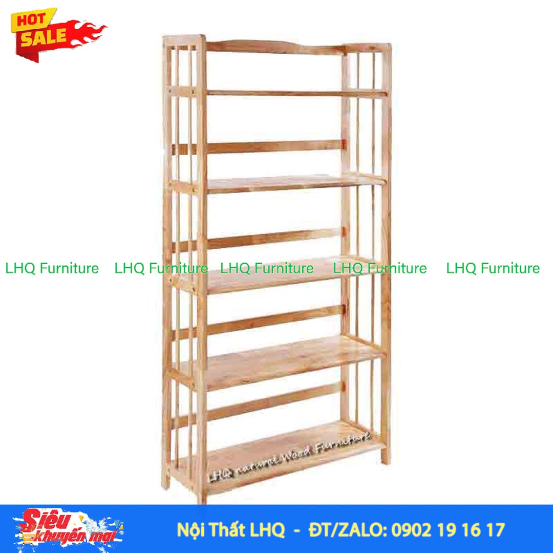 Kệ Sách Gỗ 5 Tầng Rộng 90cm – Gỗ Cao Su Tự Nhiên Chắc Chắn, Thiết Kế Hiện Đại