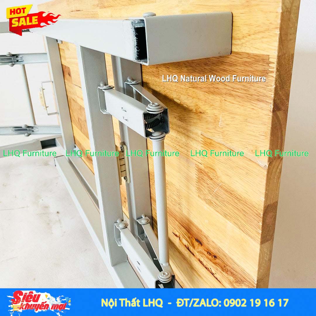 Bàn Làm Việc Chân Sắt Gấp 1m2 | Gỗ Cao Su Gấp Gọn Tiện Lợi