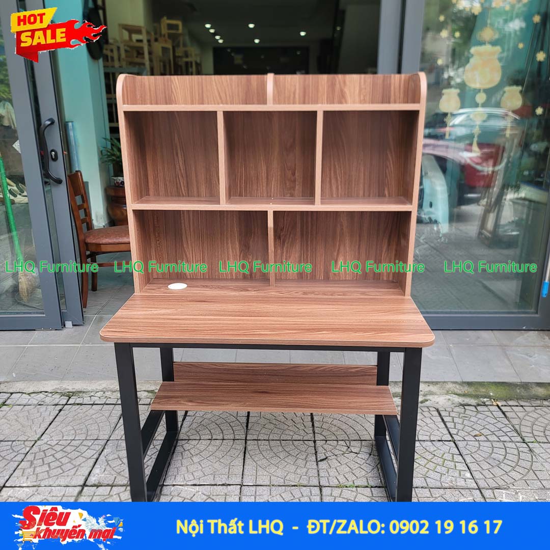 Bàn Khung Sắt Giá Sách Lửng 1m2 | Nội Thất LHQ