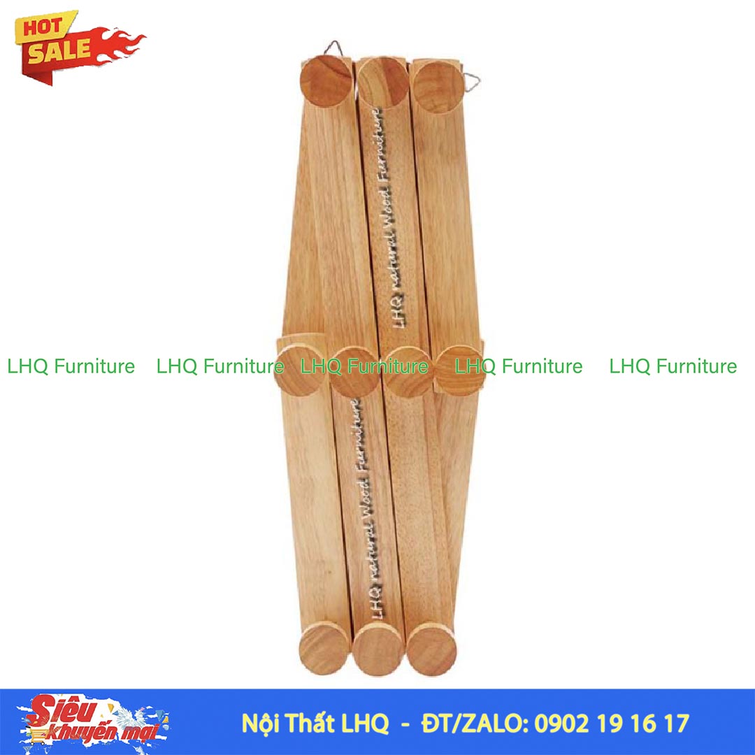 Móc Treo Quần Áo 5 Gỗ Cao Su Treo Tường Xếp Gọn Tiện Lợi